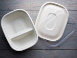 2 Compartment 24 oz FIber Tray with lids CT-SC-24D-LFS