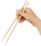 9.5" Square Natural Bamboo Modern Chopsticks w/ Paper Bands
