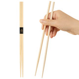 9.5" Square Natural Bamboo Modern Chopsticks w/ Paper Bands