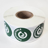 Roll of 1.1" Round Compostable Green Stickers
