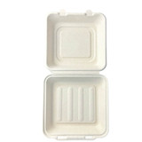9x9" Compostable Fiber Clamshell Containers