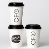 8-22 oz Compostable Black CPLA Sip Lids for Good Start Hot Cups