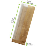 12.2 x 1.6 x 4.3" Compostable Brown Bread Bags w/ Window