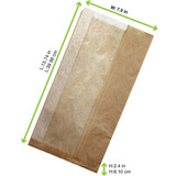 15.7x2.4x7.9" Compostable Brown Bread Bags w/ Glassine Window