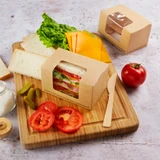 20 oz Compostable Kraft Wrap Boxes w/ PLA Windows 210BLSQ1K