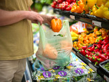 Shopper Bag with Produce in Super Market