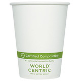 World Centric 12 oz White Compostable Coffee Cups CU-PA-12