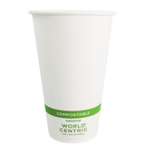 16 oz World Centric White Compostable Coffee Cups CU-PA-16