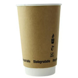16 oz Double Wall Compostable Kraft Paper Hot Cups 210GCDW16K