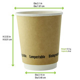 210GCDW8K 8 oz Double Wall Kraft Compostable Coffee Cups