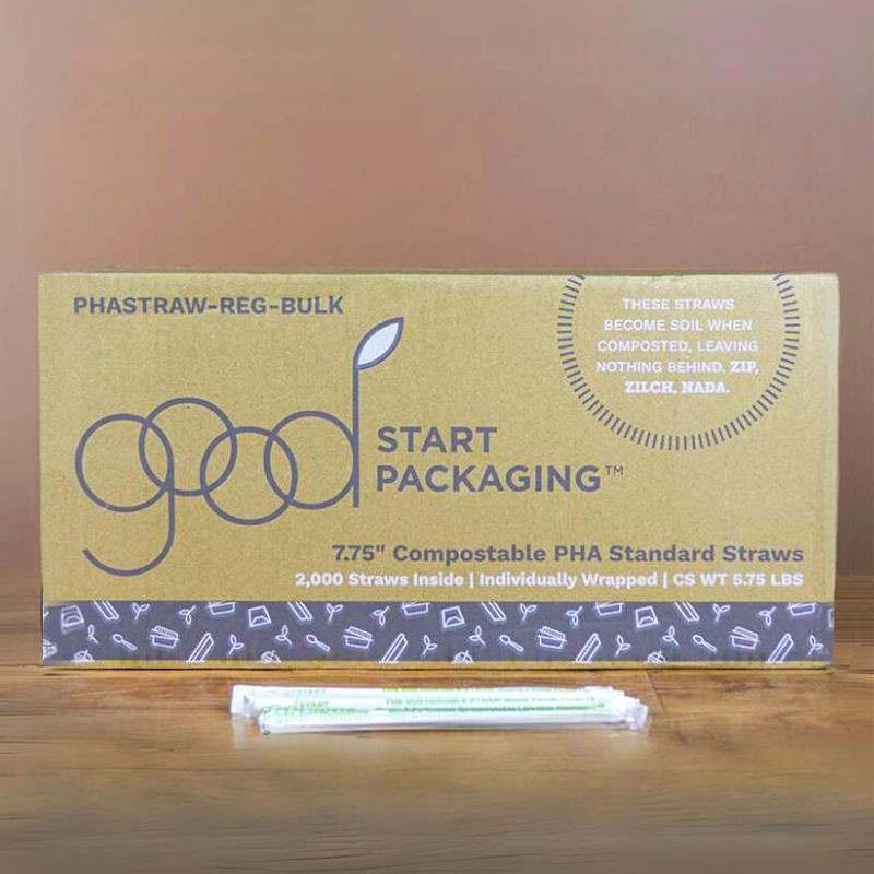 Bulk PHA Straws Home Compostable 7.75" Regular Drinking Straw