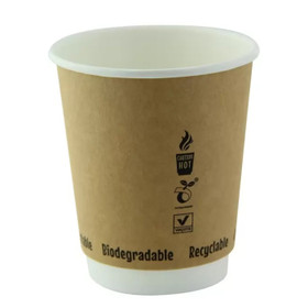 8 oz Double Wall Kraft Compostable Hot Cups | Paper | Sample