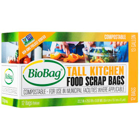 BioBag Compostable Bags - 44 Gallon Trash Can Liners - Case of 80 Bags