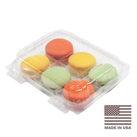 6-Pack Compostable PLA Clear Macaron Containers | 250/Case 6-Pack Compostable PLA Clear Macaron Containers | 250/Case