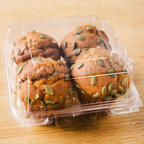 2.25 Mini Cupcake & Muffin  Clear Compostable 6 Pack Container