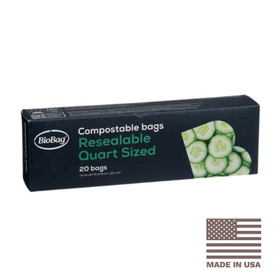 1 Quart Compostable BioBag Resealable Food Storage Bags | 12 Box Case | 240/Case 1 Quart Compostable BioBag Resealable Food Storage Bags | 12 Box Case | 240/Case