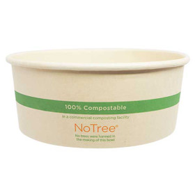 World Centric No Tree Wide Paper Bowls, 32 oz, 5.9 Diameter x 3.1h, Natural, Sugarcane, 300/Carton