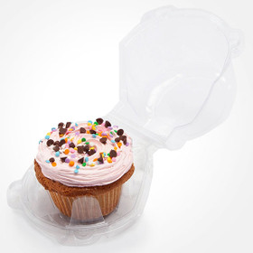 MT Products Plastic Jumbo Hinged Individual Cupcake Containers - Pack of 15