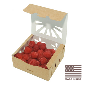 Half Pint Reversible Paper Clamshell Produce Box Containers | 600/Case Half Pint Reversible Paper Clamshell Produce Box Containers | 600/Case
