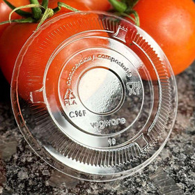 PLA Lids for 8-16 oz Vegware Bella Deli Containers | No Hole | 1,000/Case PLA Lids for 8-16 oz Vegware Bella Deli Containers | No Hole | 1,000/Case