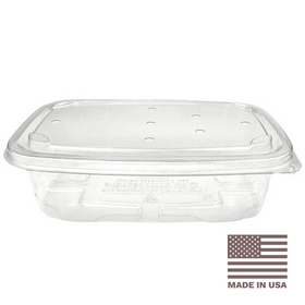 24 oz Low Profile Compostable PLA Clear Top Vented Berry Containers | 400/Case