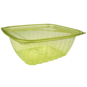 32 oz Vegware Compostable PLA Deli Containers  & Lids w/ Green Tint | 200/Case