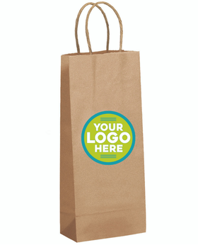 5.5 x 3.25 x 13" Custom Printed Kraft Recycled Paper Shopping Bags | 250/Case