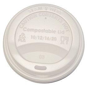 8-20 oz Compostable White CPLA Hot Cup Sip Lids | 1,000/Case