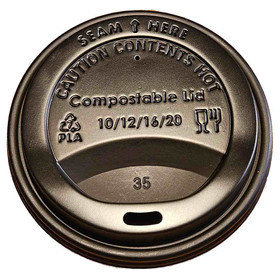 8-20 oz Compostable Black CPLA Hot Cup Sip Lids | 1,000/Case