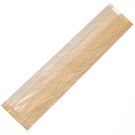 22x1.9x4.3" Kraft Paper Baguette Bread Bags w/ Glassine Window | 1,000/Case
