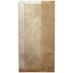 15.7x2.4x7.9" Kraft Paper Bread Bags w/ Glassine Window | Sample