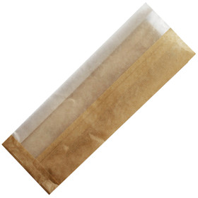12.2x1.6x4.3" Kraft Paper Bread Bags w/ Glassine Window | Sample