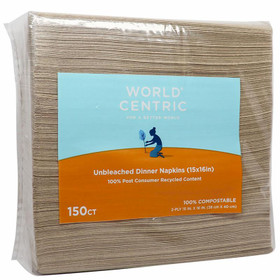 World Centric Recycled Paper Kraft 2-ply Dinner Napkins | 3,000/Case World Centric Recycled Paper Kraft 2-ply Dinner Napkins | 3,000/Case