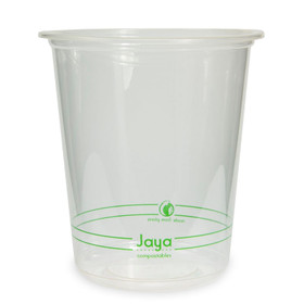Basic Nature 12 oz Round Clear PLA Plastic To Go Deli Container -  Compostable - 4 3/4 x 4 3/4 x 2 1/4 - 500 count box
