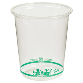 32 oz Stalk Market Compostable PLA Clear Round Deli Containers | 300/Case 32 oz Stalk Market Compostable PLA Clear Round Deli Containers | 300/Case