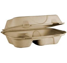 2-Compt Fiber Clamshells | No PFAS | 9x6x3 | Sample 2-Compt Fiber Clamshells | No PFAS | 9x6x3 | Sample