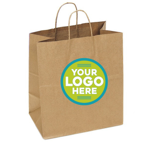 14.5 x 9 x 16.25" Custom Printed Kraft Recycled Paper Shopping Bags | 200/Case