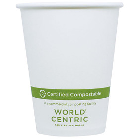 8 oz World Centric Compostable White Paper Hot Cups | 1,000/Case 8 oz World Centric Compostable White Paper Hot Cups | 1,000/Case
