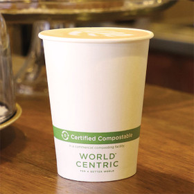 Vegware™ White Hot Drink Cups, Biodegradable Hot Beverage Cups, Compostable Coffee Vending Cups