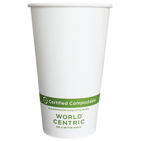 16 oz World Centric Compostable White Paper Hot Cups | 1,000/Case 16 oz World Centric Compostable White Paper Hot Cups | 1,000/Case