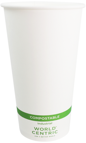 20 oz World Centric Compostable White Paper Hot Cups | 1,000/Case