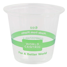 6 oz World Centric Compostable PLA Clear Cold Cups | 2,000/Case 6 oz World Centric Compostable PLA Clear Cold Cups | 2,000/Case