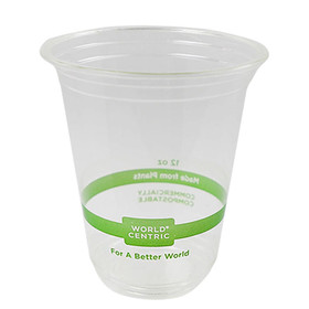 12 oz World Centric Compostable PLA Clear Cold Cups | 1,000/Case