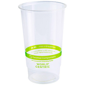 24 oz World Centric Compostable PLA Clear Cold Cups | 1,000/Case 24 oz World Centric Compostable PLA Clear Cold Cups | 1,000/Case