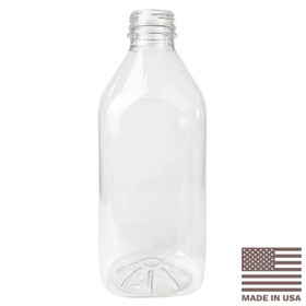 32 oz Square OSD Clear Recyclable PET Juice Bottles | 1,540/Pallet