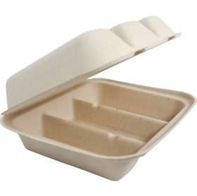 3-Compt Fiber Taco Clamshells | No PFAS | 9.25x8x3 | Sample 3-Compt Fiber Taco Clamshells | No PFAS | 9.25x8x3 | Sample