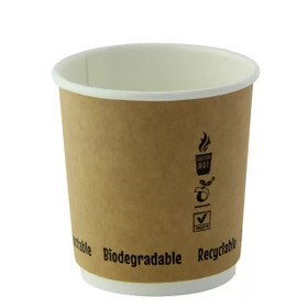 4 oz Double Wall Compostable Kraft Paper Hot Cups | 1,000/Case
