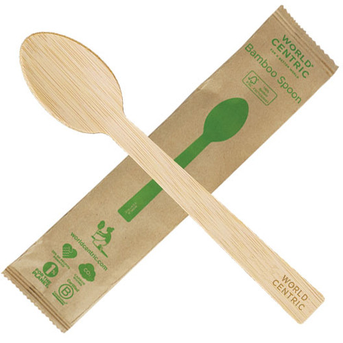 6 Compostable tPLA Spoons Individually Wrapped | SP-PS-I