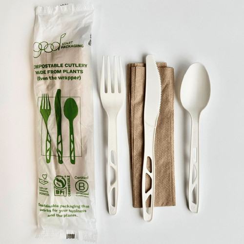 6" Wrapped Compostable Utensil Set w/ Napkin GSP-FKS-WN 6" Wrapped Compostable Utensil Set w/ Napkin GSP-FKS-WN