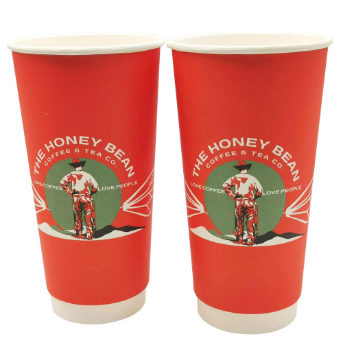 20 oz Custom Printed Double Wall Compostable Paper Hot Cups